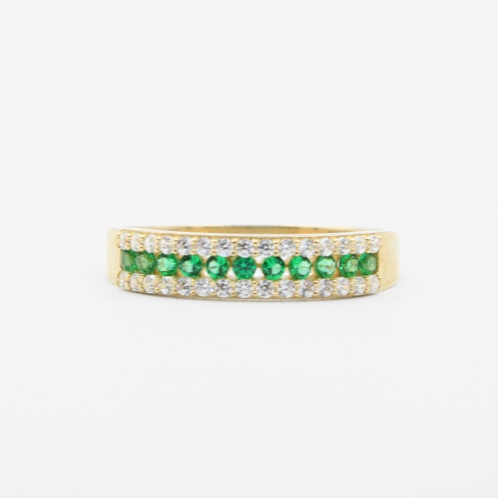 Coordinado de Oro 14k Diseño Churumbela con Zirconias Verde Esmeralda mod. 8982