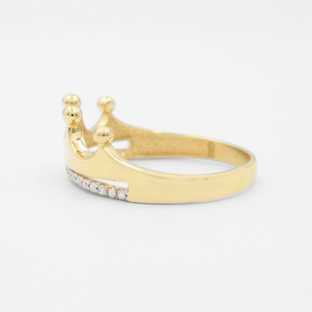 Anillo XV Años de Oro 14k Corona Especial con Línea de Zirconias Finas mod. 8784