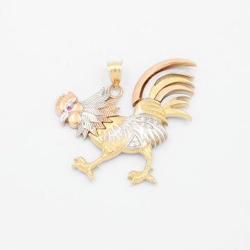 Dije de Oro 14k Diseño de Gallo Extra con Incrustación de Zirconias mod. 9443