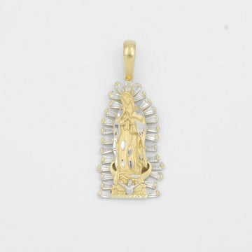 Dije de Oro 14k Virgen Guadalupe con Resplandor de Zirconias mod. 8035