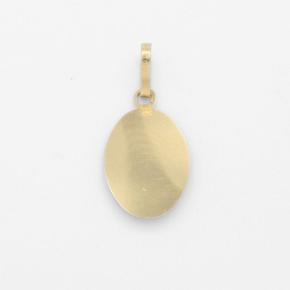 Medalla de Oro 14k Diseño Oval Fino y Diamantado con Imagen de la Virgen Milagrosa mod. 9857
