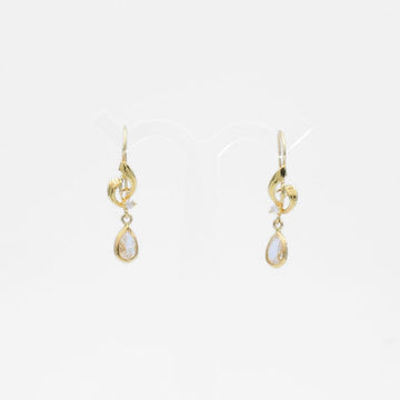 Arete con Broche Arillo de Oro 14k Estilo Largo Elegante con Zirconia Brillante mod. 9768