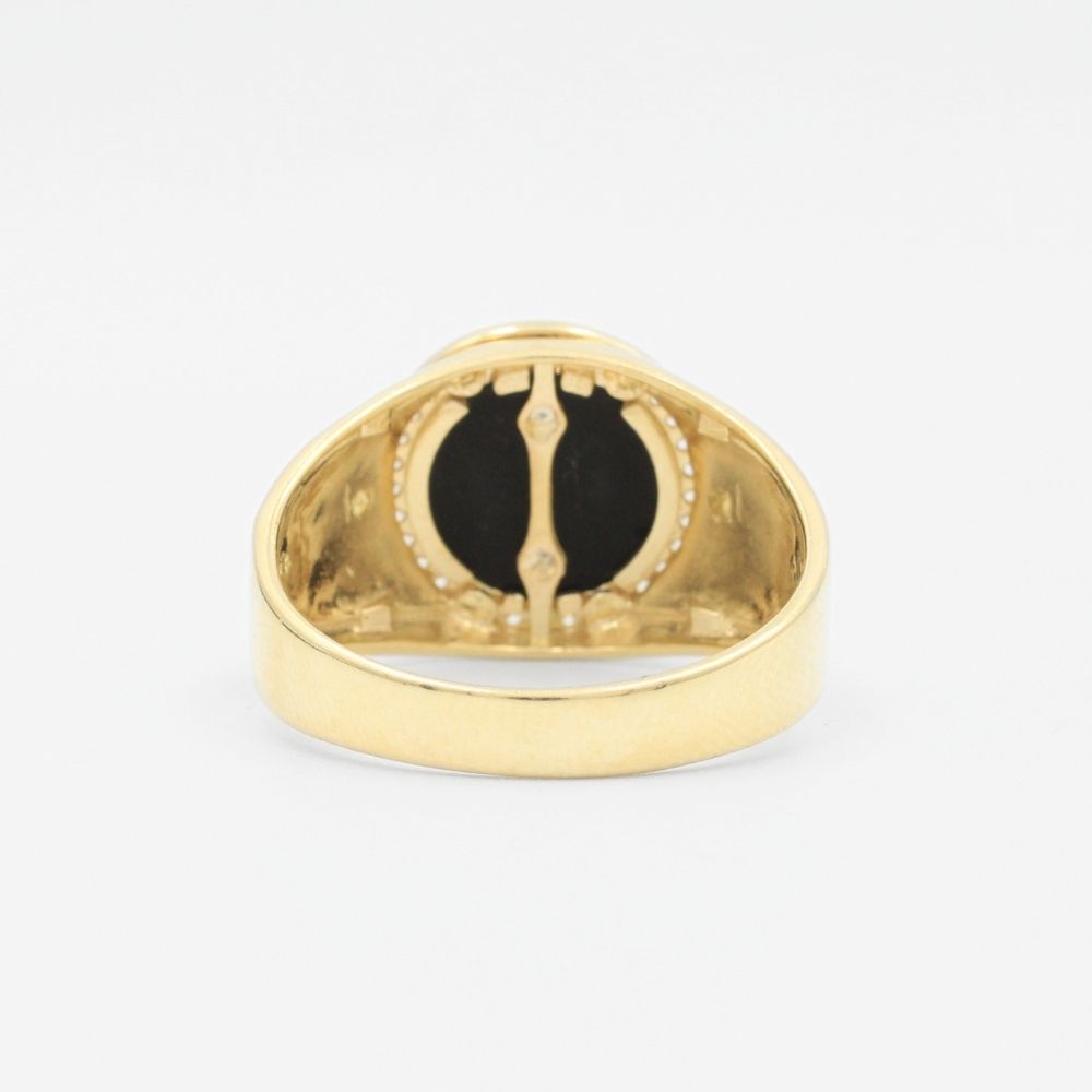 Anillo Masónico de Oro Florentino Detallado con Zirconias mod. 6005