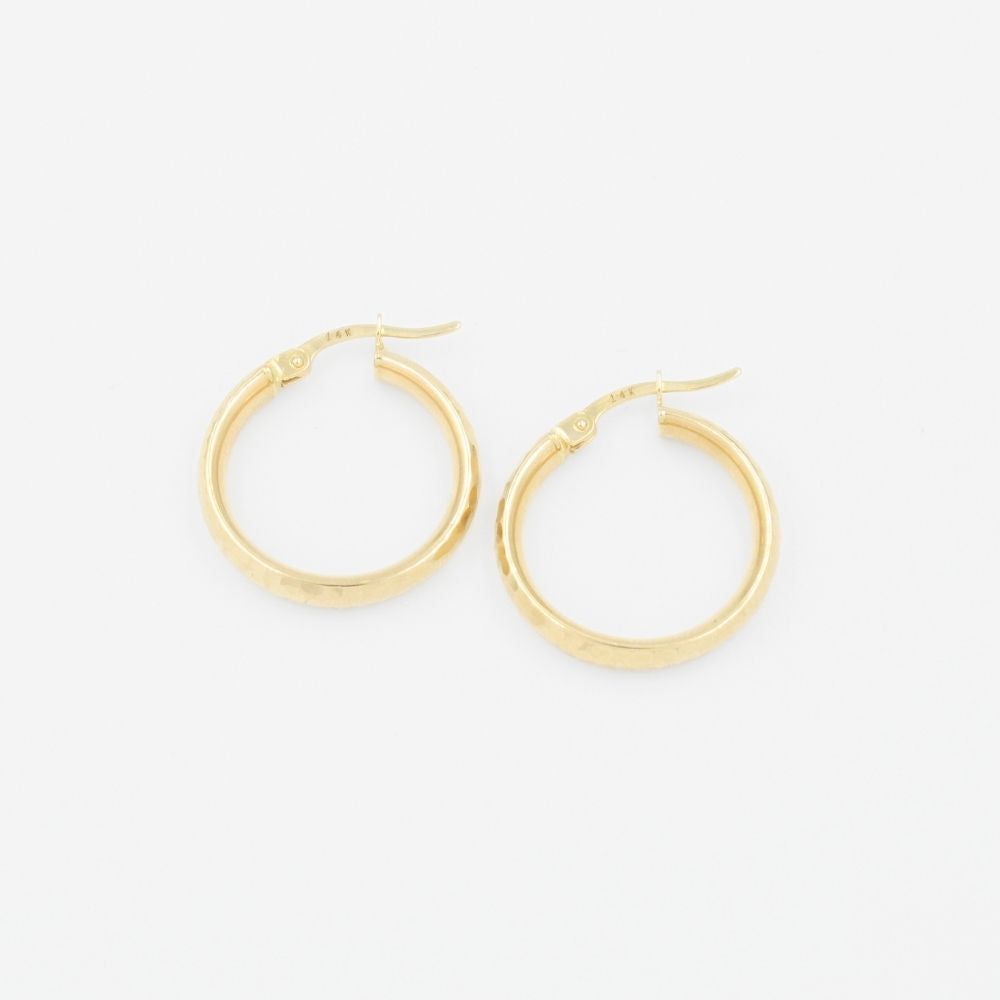 Arracada de Oro 14k Hueca de Diseño Inflado y Diamantado mod. 9269
