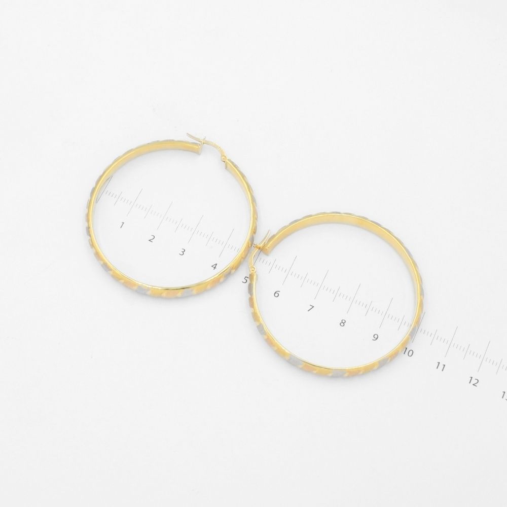 Arracada de Oro 14k Diseño Hueco y Fino de Tonos Mate Elegante mod. 9788