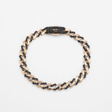 Pulsera Mónaco Chain 14k Modelo Edge de Broche Pavé con Incrustación Alt. de Swarovski Oscuro mod. 9658
