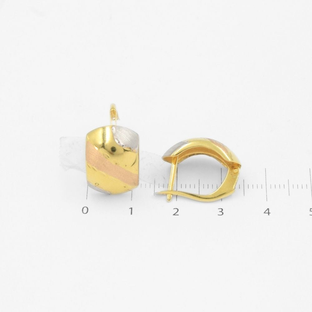 Arete con Broche Patente de Oro 14k Modelo Fino y Elegante con Tonos Mate mod. 9119