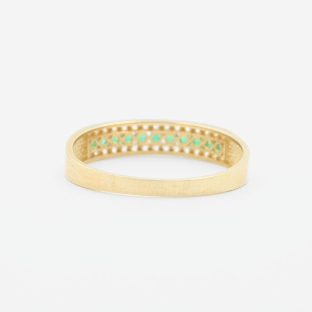 Coordinado de Oro 14k Diseño Churumbela con Zirconias Verde Esmeralda mod. 8982