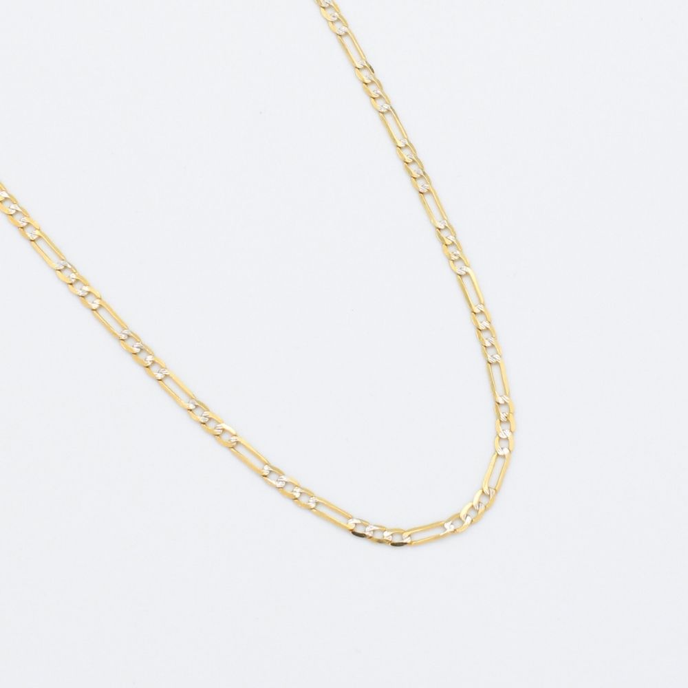 Cadena de Oro 14k Tejido 3x1 de Eslabones Pequeños con Diamantado Blanco mod. 9814