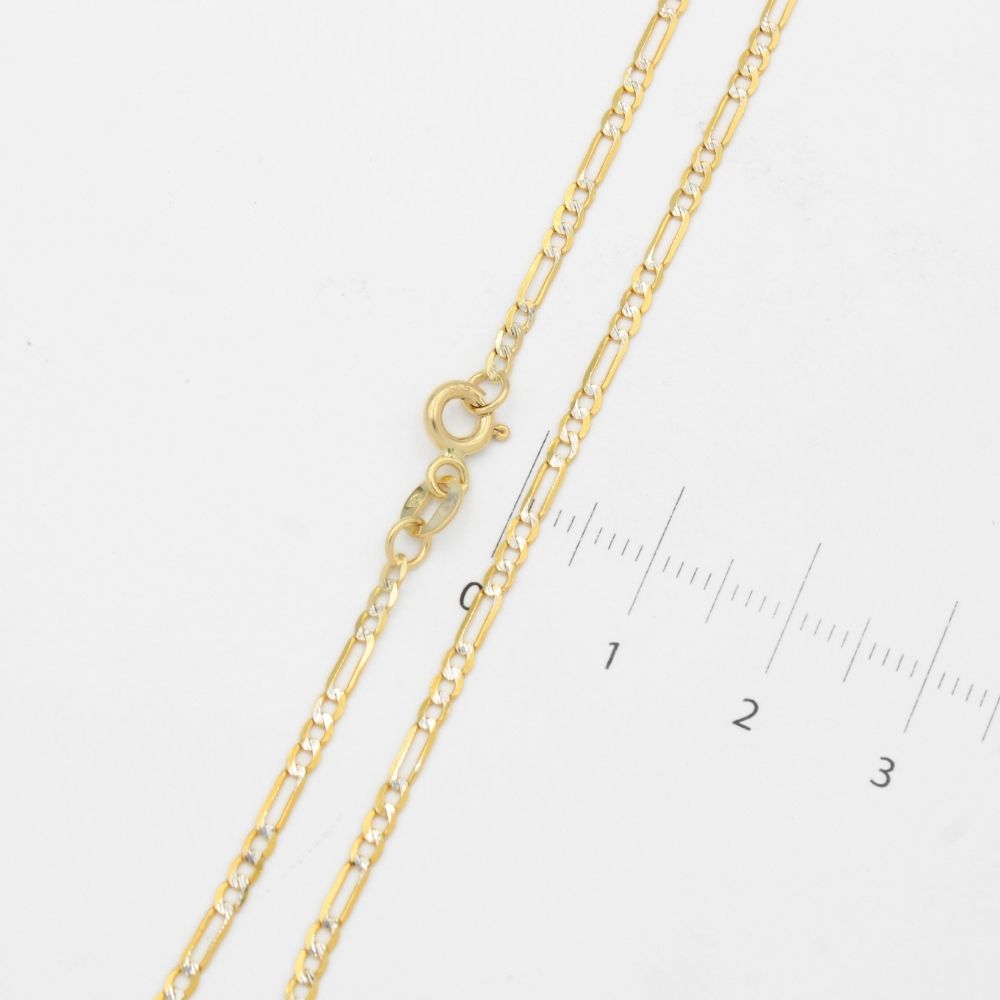 Cadena de Oro 14k Tejido 3x1 de Eslabones Pequeños con Diamantado Blanco mod. 9814