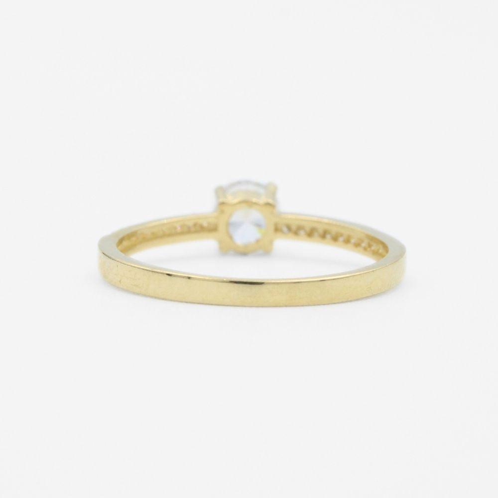 Anillo de Compromiso en Oro 14k con Zirconia Central e Incrustado Especial y Fino de Zirconias mod. 9724