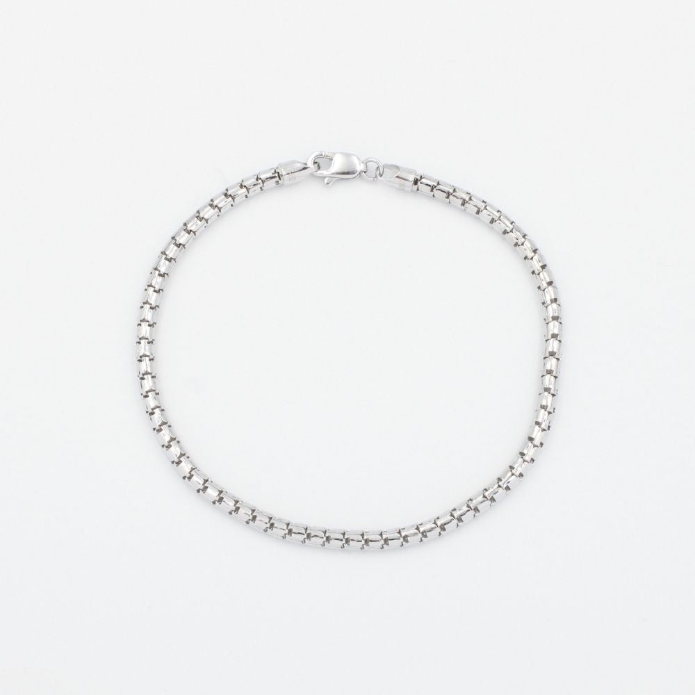 Pulsera de Eslabón Hueca de Tejido Cube Box Blanco mod. 9044