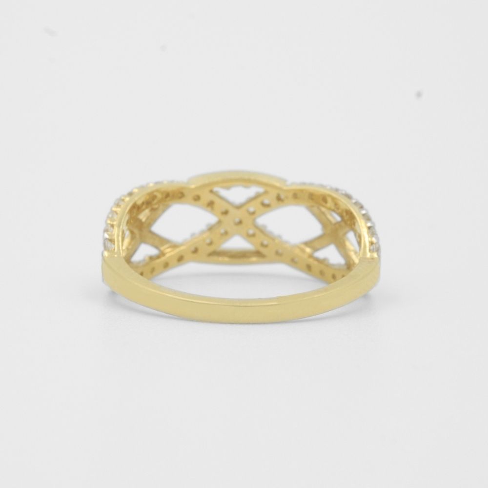 Anillo de Oro 14k de Diseño Elegante con Tiras de Zirconias Finas mod. 8114