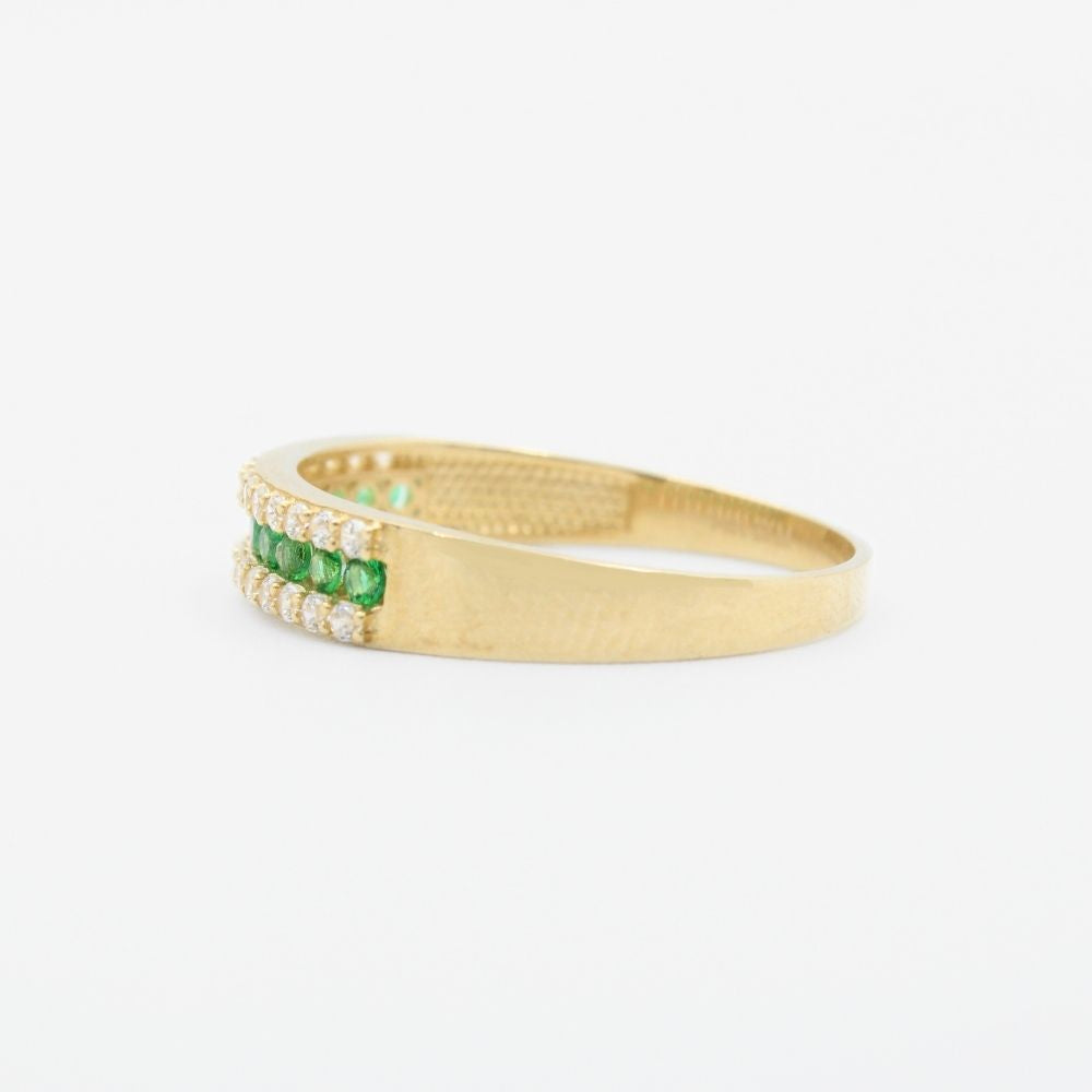 Coordinado de Oro 14k Diseño Churumbela con Zirconias Verde Esmeralda mod. 8982