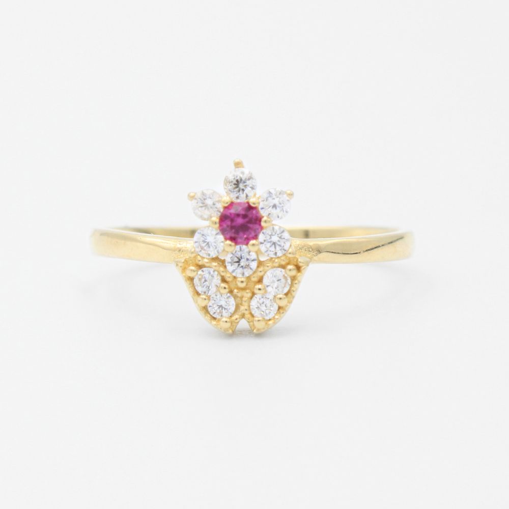 Anillo Kid Diseño de Flor con Incrustaciones de Zirconias mod. 9403