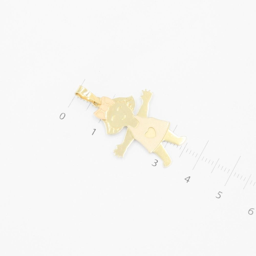 Dije de Oro 14k Niña con Vestido y Corazón mod. 9235