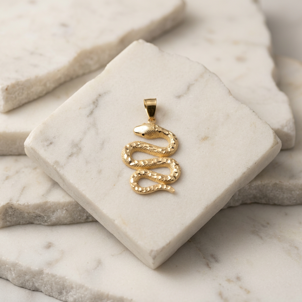 Dije de Oro 14k Serpiente Diseño Diamantado mod. 11225