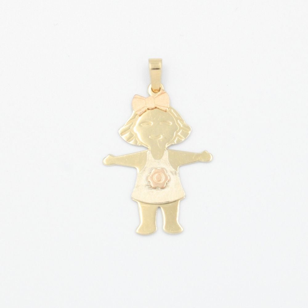 Dije de Oro 14k Niña con Flor en su Vestido mod. 9236