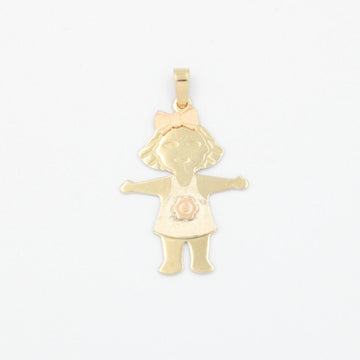 Dije de Oro 14k Niña con Flor en su Vestido mod. 9236