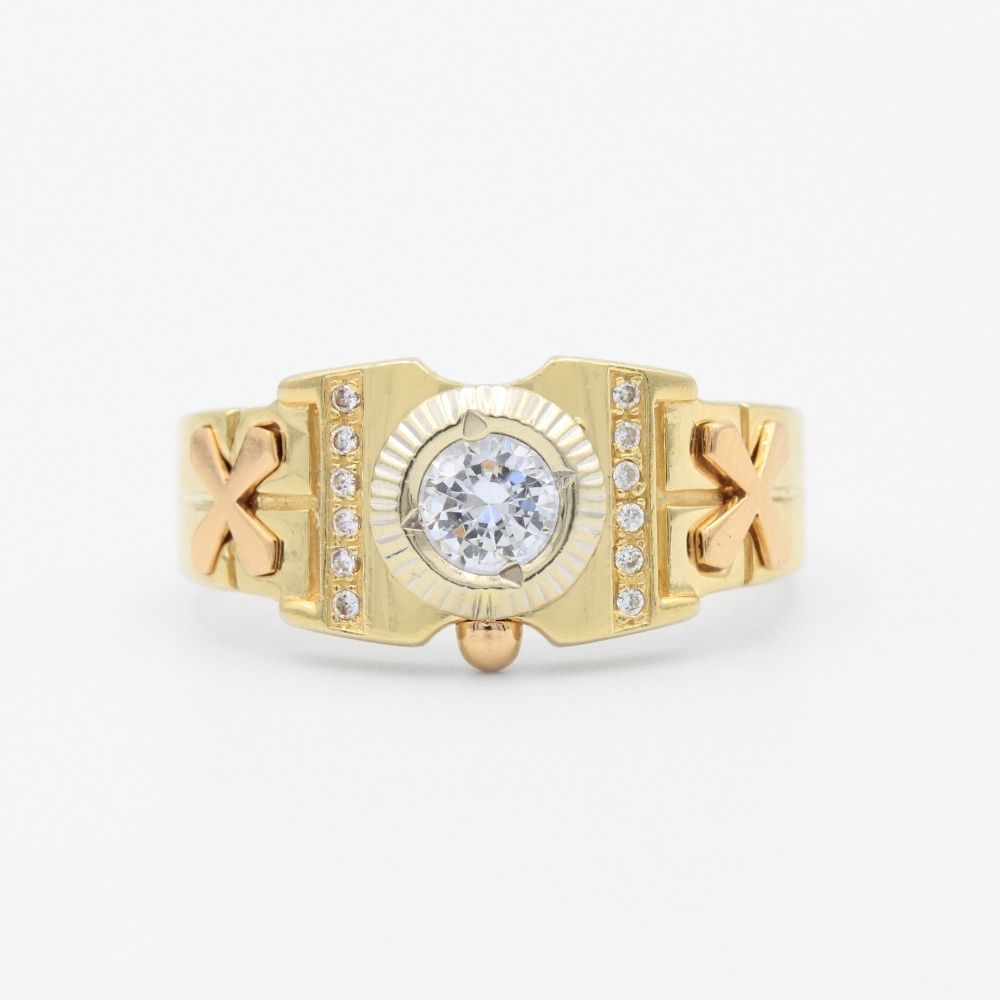 Anillo de Oro 14k Elegance X Incrustado con Zirconias mod. 9466