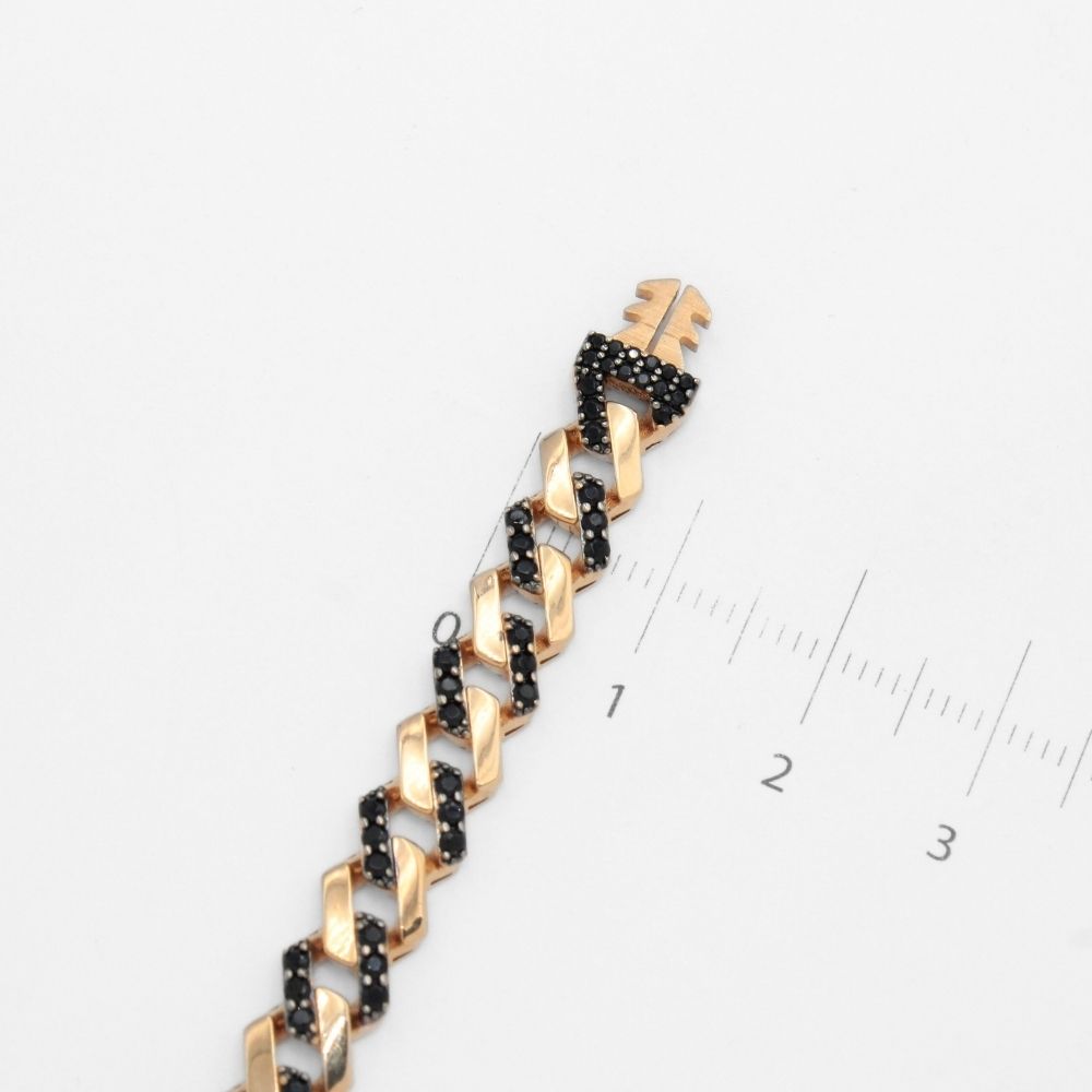 Pulsera Mónaco Chain 14k Modelo Edge de Broche Pavé con Incrustación Alt. de Swarovski Oscuro mod. 9658