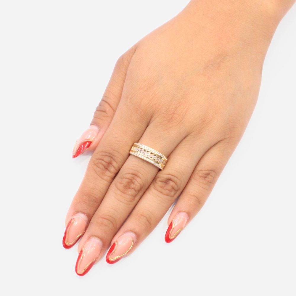 Anillo de Oro 14k con Incrustación de Zirconias mod. 9087