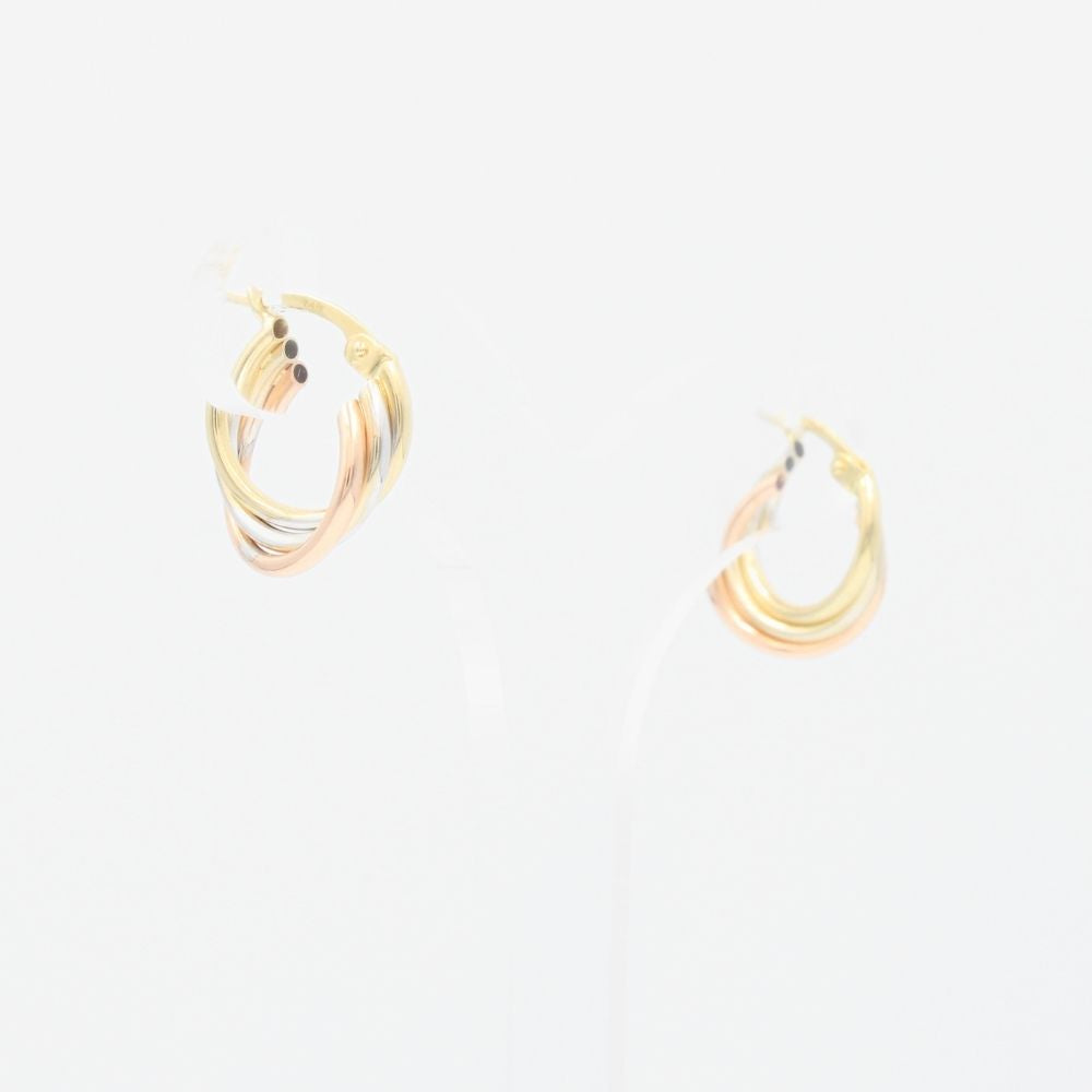 Arracada de Oro 14k Hueco con Diseño Tubular Enlazado mod. 9268