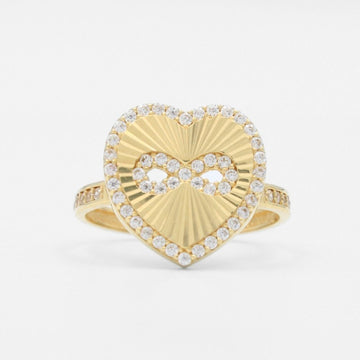 Anillo de Oro 14k Corazón Diamantado Especial con Infinito e Incrustación de Zirconias mod. 8569
