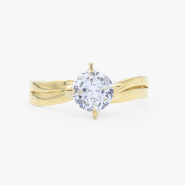 Anillo de Compromiso en Oro 14k Modelo Curvo con Zirconia Brillante mod. 9725