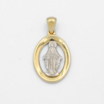 Medalla de Oro 14k Diseño Oval Especial Brillante con Imagen de la Virgen Milagrosa mod. 9858