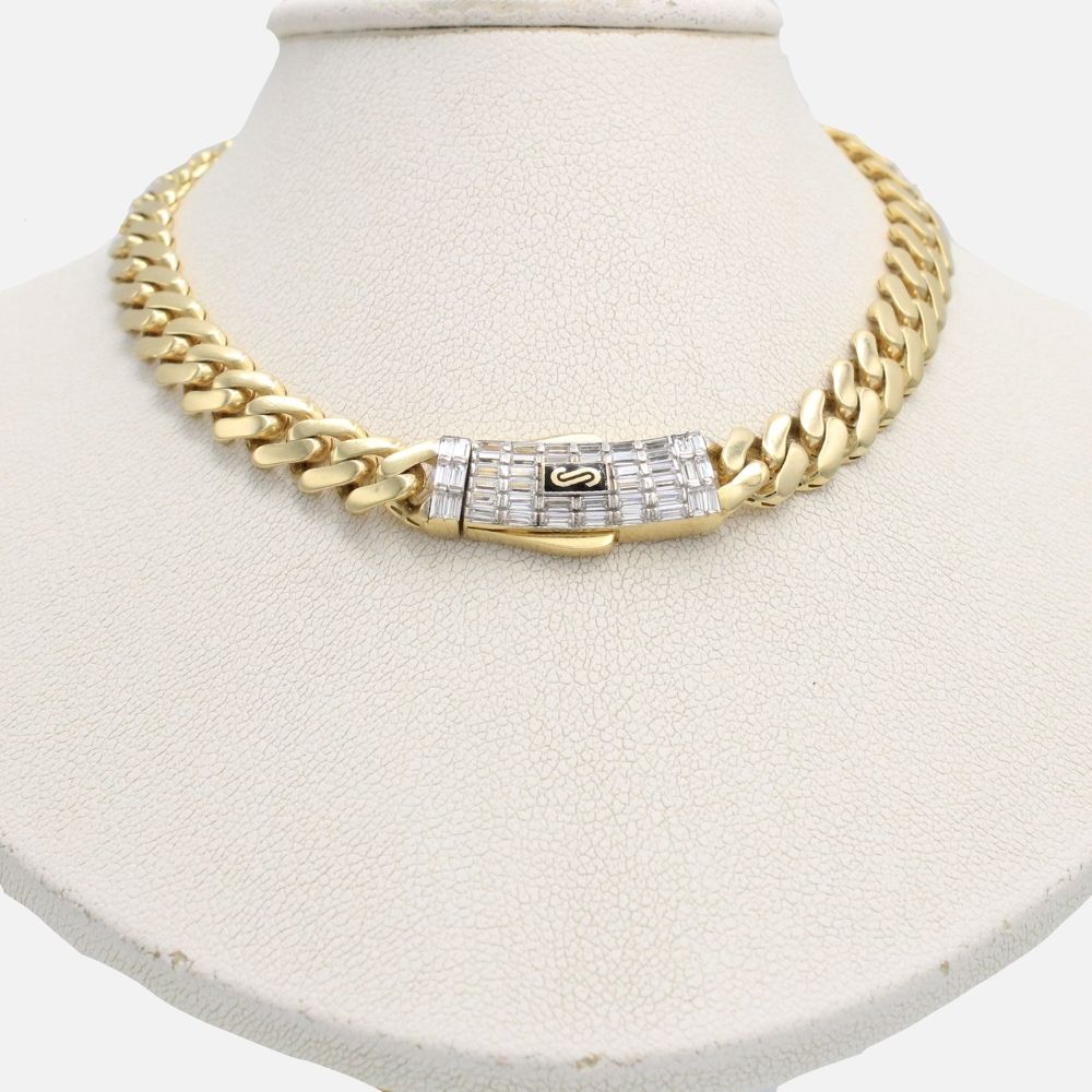 Cadena Monaco Chain 14k Modelo Classic Hueco Plain Baguette mod. 9672