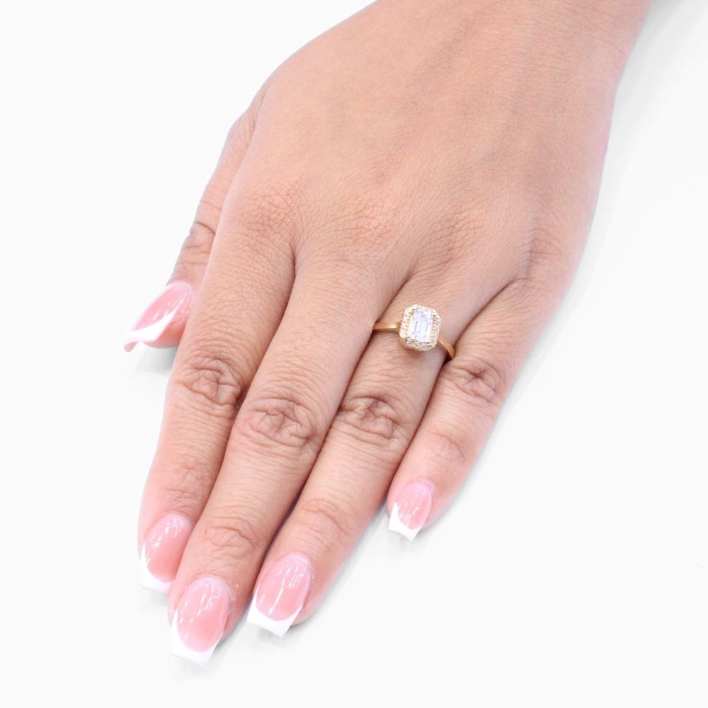 Anillo de Compromiso Oro 14k con Zirconia Brillante mod. 8643