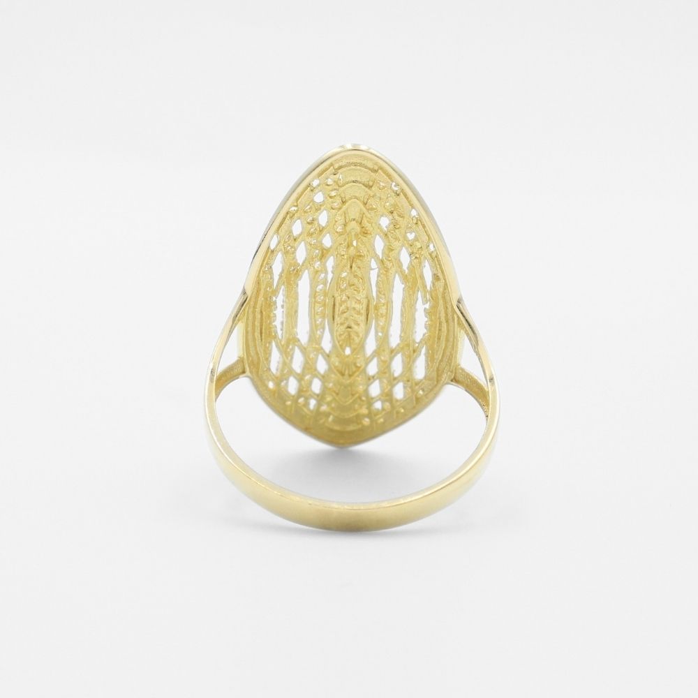 Anillo de Oro 14k de Diseño Shield con Calado e Incrustación de Zirconias mod. 9597