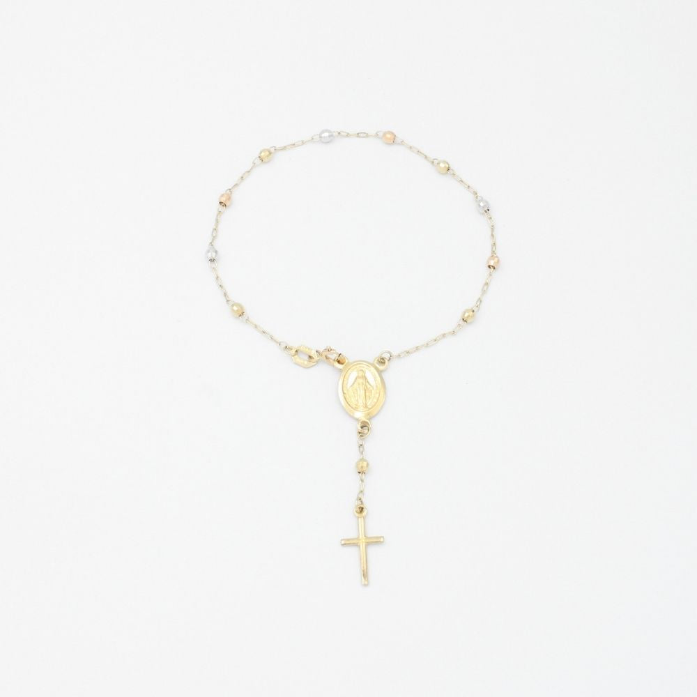Misterio de Oro 14k Florentino con Esfera Facetada y Cruz Brillante mod. 9393