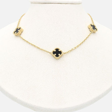 Gargantilla de Oro 14k Diseño Sautoir con Tréboles de Ónix mod. 9577
