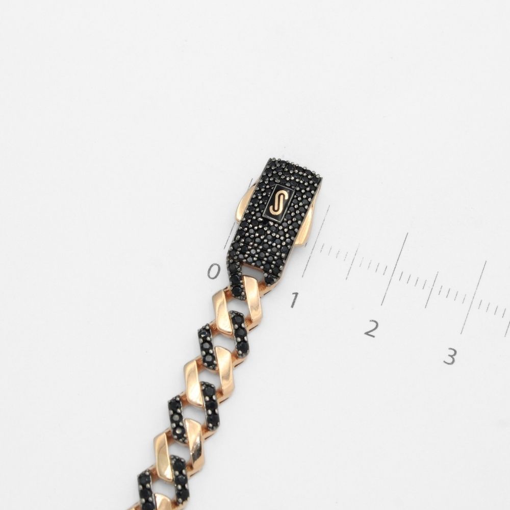 Pulsera Mónaco Chain 14k Modelo Edge de Broche Pavé con Incrustación Alt. de Swarovski Oscuro mod. 9658