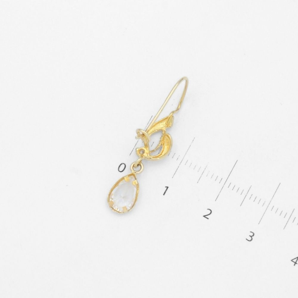 Arete con Broche Arillo de Oro 14k Estilo Largo Elegante con Zirconia Brillante mod. 9768
