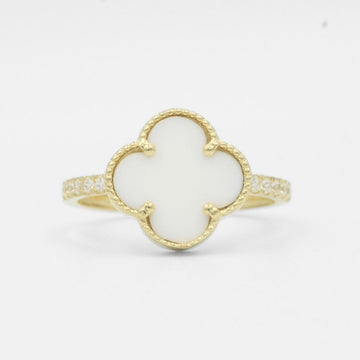 Anillo de Oro 14k Trébol Concha de Abolón con Zirconias Brillantes mod. 7734