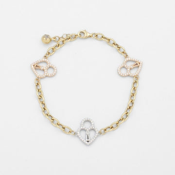 Pulsera de Oro 14k con Corazones de Cantado Incrustados con Zirconias mod. 9704