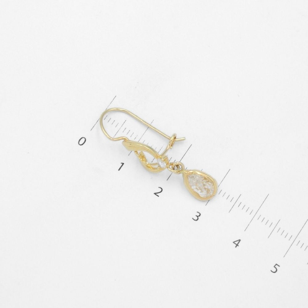 Arete con Broche Arillo de Oro 14k Estilo Largo Elegante con Zirconia Brillante mod. 9768