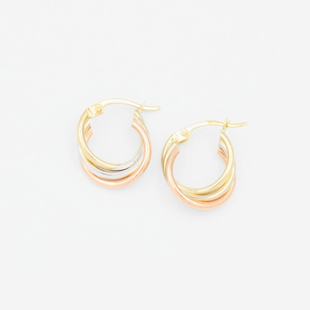Arracada de Oro 14k Hueco con Diseño Tubular Enlazado mod. 9268