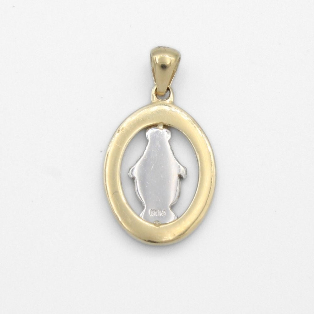 Medalla de Oro 14k Diseño Oval Especial Brillante con Imagen de la Virgen Milagrosa mod. 9858