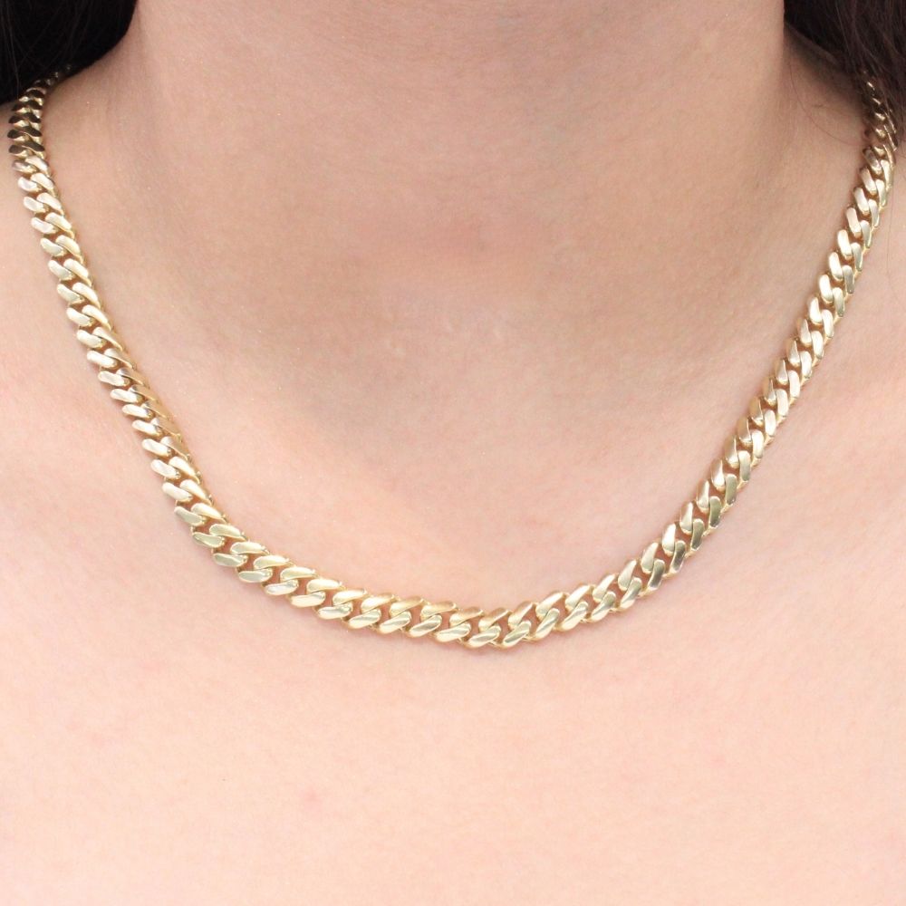 Cadena Monaco Chain 14k Modelo Classic Hueco Plain Baguette mod. 9672