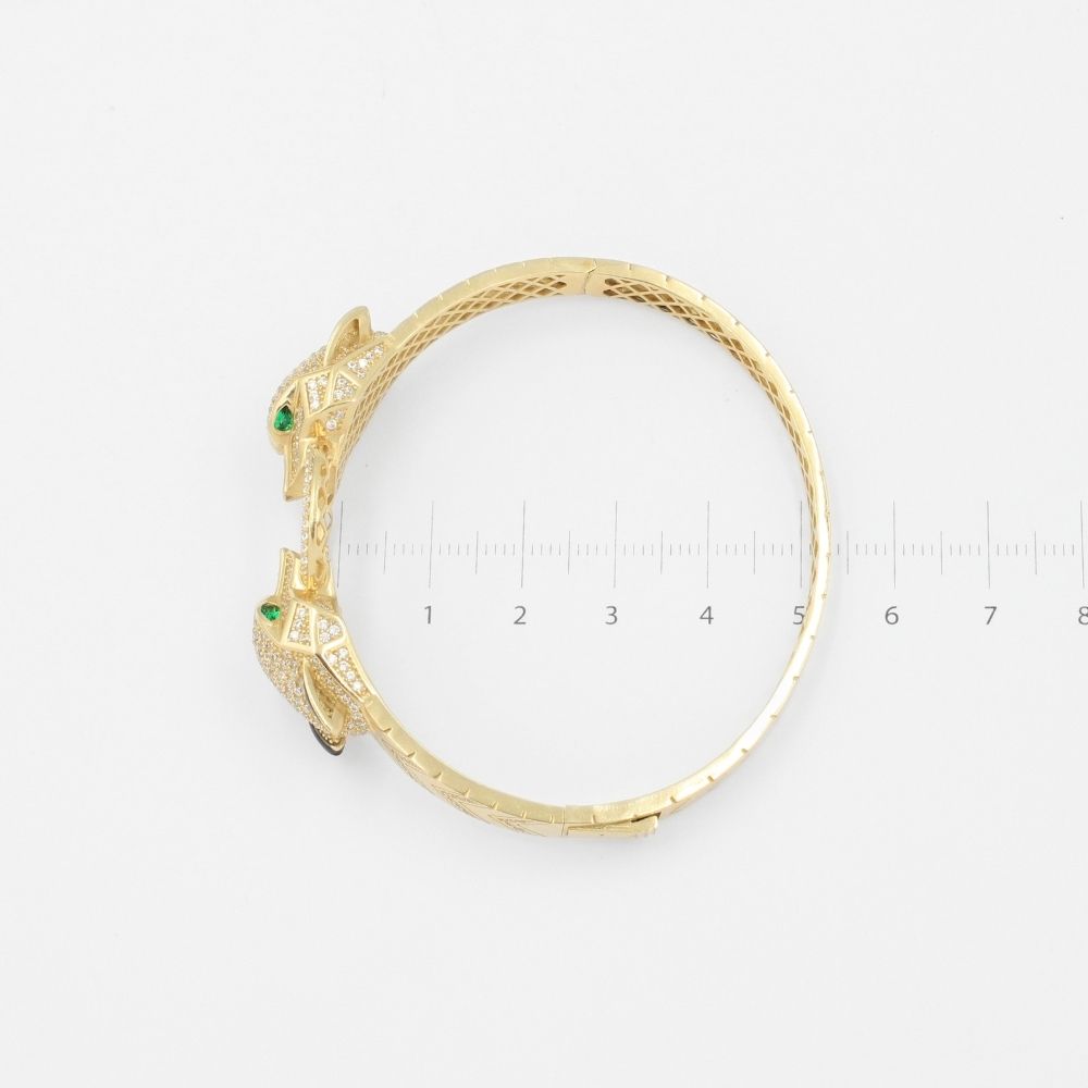 Aro de Oro 14k Hueco con Panteras Incrustada de Zirconias Brillantes mod. 8996
