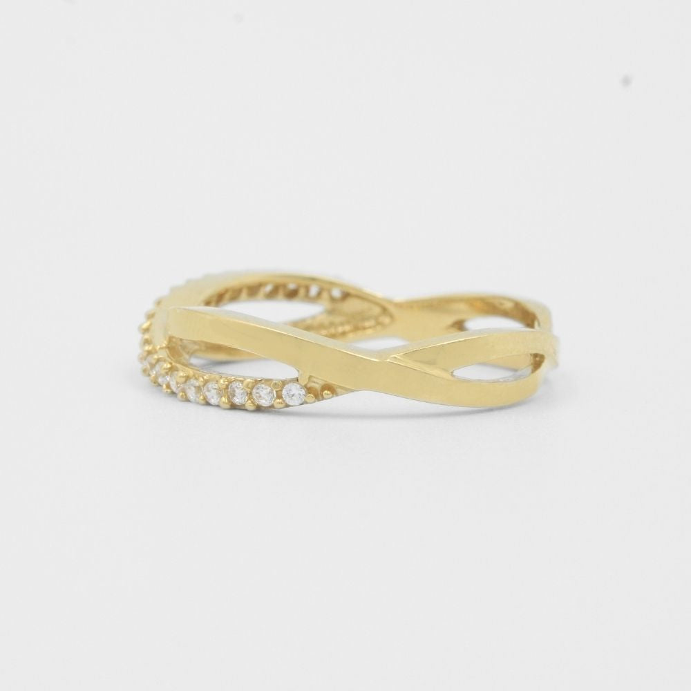 Anillo de Oro 14k Enlace Especial Incrustado con Zirconias mod. 8115