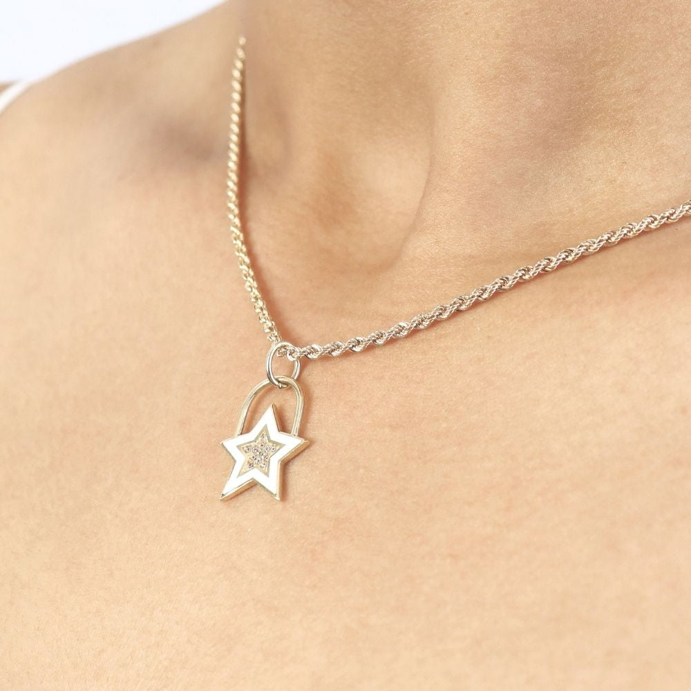 Gargantilla de Oro 14k con Estrella Especial Detallada con Zirconias mod. 0981