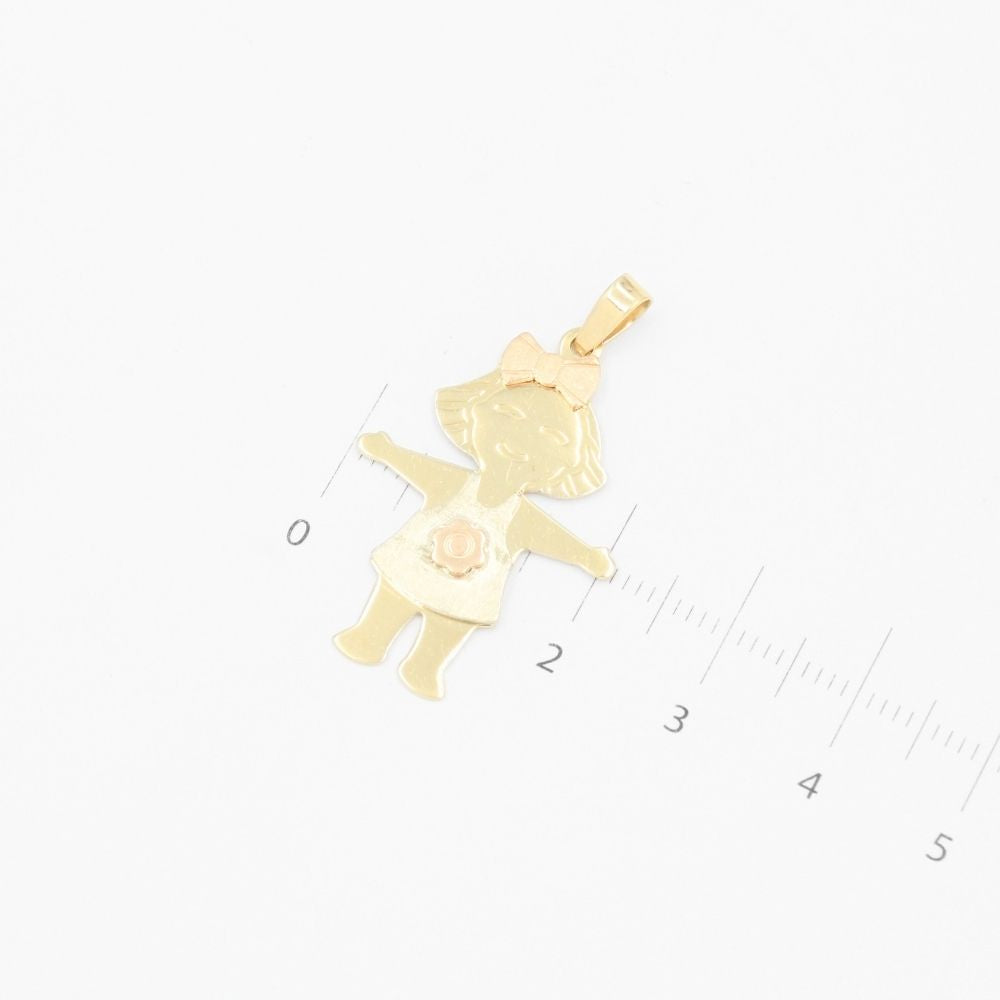 Dije de Oro 14k Niña con Flor en su Vestido mod. 9236