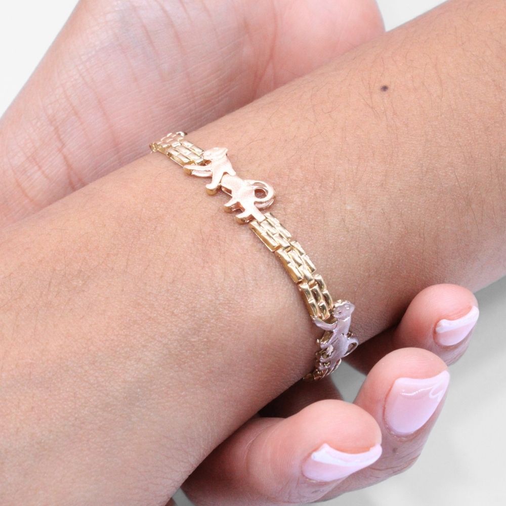 Pulsera de Panteras en Tejido Especial de Oro Florentino mod. 6042