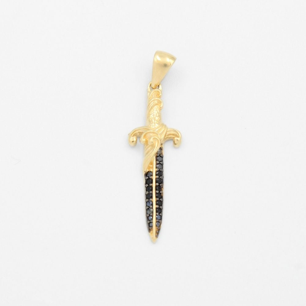 Dije de Oro 14k Diseño de Daja con Incrustación de Zirconias en Color Negro mod. 9444