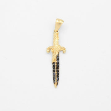 Dije de Oro 14k Diseño de Daja con Incrustación de Zirconias en Color Negro mod. 9444